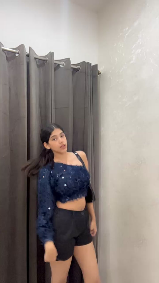 Glimzy Furry Sequin Top